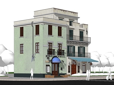 法式欧式多层住宅 地中海风格建筑 欧式复古建筑 联排建筑