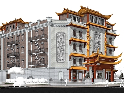 中式现代市政厅 近代历史建筑 历史建筑复刻