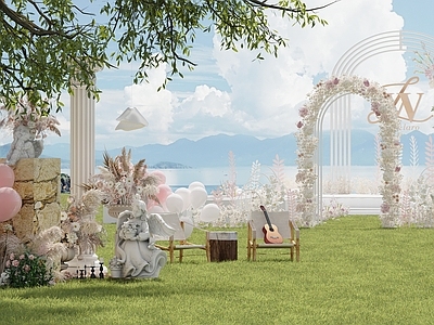 美式现代其他舞台 婚礼外景舞台 婚礼原素搭配 婚礼花圈 海边外景