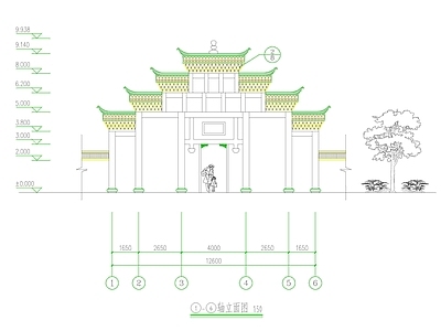 仿古建筑 中式古建喻氏牌楼 中式仿古喻氏牌楼 牌坊 古建门头 古建大门 施工图