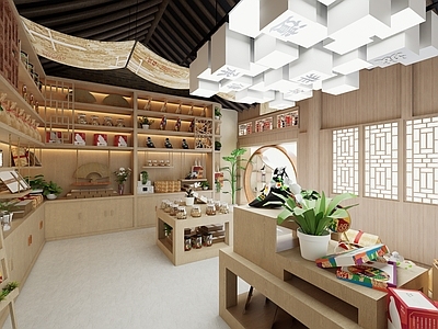新中式中式玩具礼品店 现代玩具礼品店 新中式文创店铺 文创产品 礼物玩具用品 文创商店