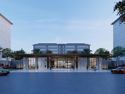 现代小公建 社区大门 售楼部i 出入口 坡道