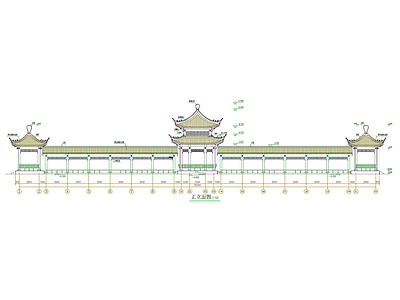 仿古建筑 中式古建廊亭 中式仿古廊亭 寺庙廊亭 施工图