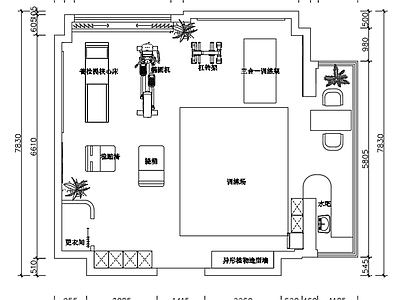 现代简约其他公共空间 健身房 瑜伽馆 健身场所 公共空间 休闲娱乐 施工图