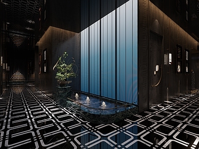 现代足浴店 现代足浴过道 现代过道景观 现代过道