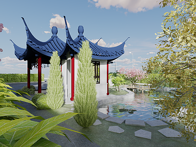 现代庭院 花园 公园 景观 庭院