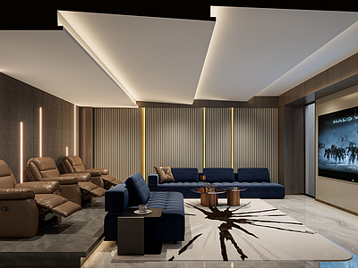 现代轻奢影音室 影音室 现代影音室 别墅地下室