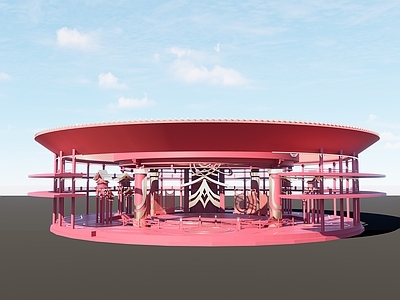 中式风格建筑 中式建筑庭院 东方婚礼美陈建筑 中式柱子