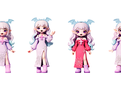 虚拟人物 吸血鬼少女 万圣节小品 卡通人物 现代雕塑摆件