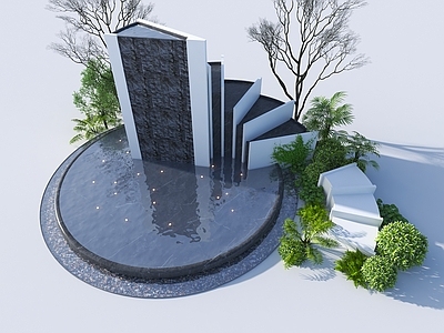 现代其他水景设施 现代水景景墙 现代景墙 庭院水景 广场小区水景 中心水景