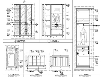 柜体节点 新中式衣柜节点 主卧衣柜节点 施工图