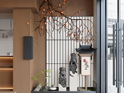 现代中餐厅 餐厅玄关造景