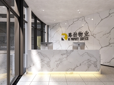 现代办公大堂 办公接待前台 接待台 吧台 办公大堂
