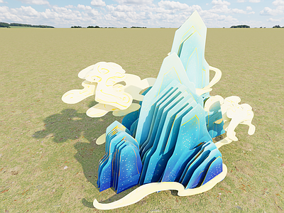 现代其他美陈 假山3D 美陈假山装置