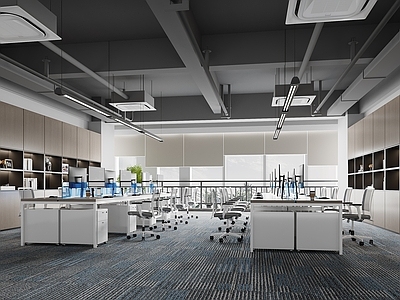 现代办公区 员工办公室 文件柜