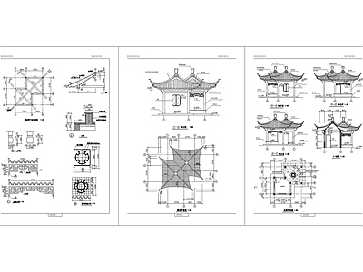 现代亭子 景观亭 施工图