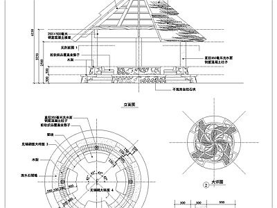 现代亭子 廊亭 景观亭 施工图