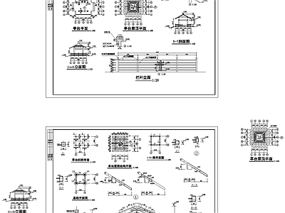 新中式亭子 廊亭 景观亭 施工图