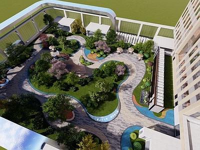现代新中式屋顶花园 现代屋顶花园 新中式屋顶花园