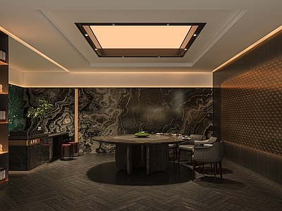 现代轻奢中餐厅 包厢 不锈钢