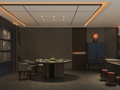 现代轻奢西餐厅 包厢 装饰柜