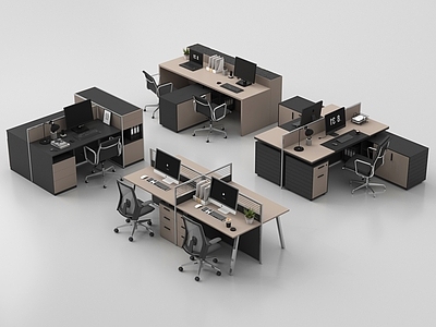 现代办公桌椅 现代办公桌椅组合 职员工位 公共办公区 电脑桌椅