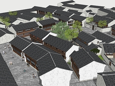 中式古建筑 老街 商业 场景 商铺