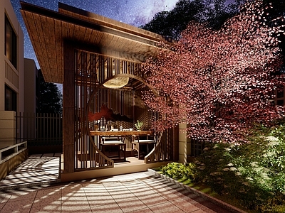 新中式现代别墅庭院 新中式别墅庭院 现代小院 新中式景观亭