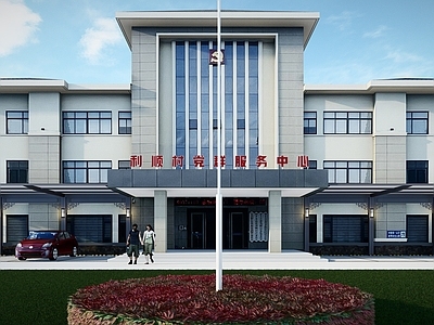 新中式其他景观小品 村委停车棚 新中式车棚