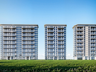 现代小区建筑 轻奢高层住宅 多层住宅