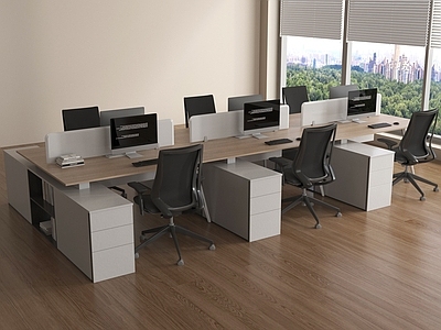 现代办公桌椅 公共办公区 职员工位 电脑 现代办公桌椅
