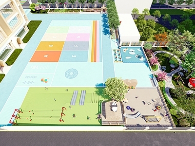 现代教育校园景观 幼儿园 现代幼儿园景观 幼儿园围墙 幼儿园室外景观