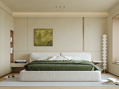 现代侘寂家居卧室 主卧 次卧 卧室飘窗