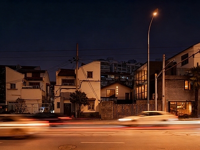 现代街道外景 老城区街道外景 车水马龙街道夜景