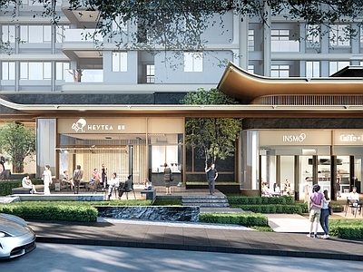 新中式现代酒店建筑 示范区大门 奢侈品入口