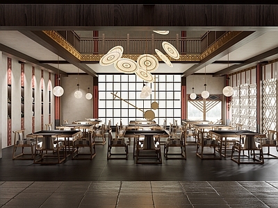 新中式中式中餐厅 中餐厅明档 广西餐厅牛角椅 非遗铜鼓吊饰 广西壮锦装饰非遗 广西非遗绣球吊灯