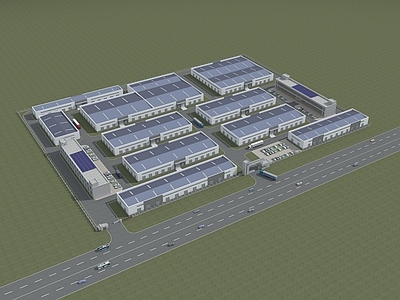 现代厂房 厂区规划鸟瞰图 钢结构厂房仓库 工业厂房厂区