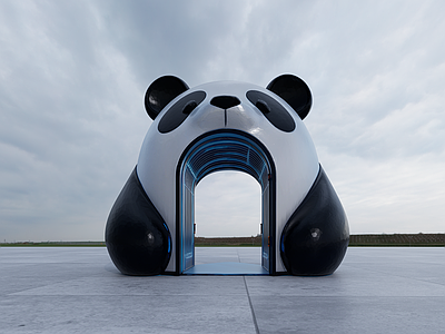 现代入口大门 大熊猫大门 熊猫卡通构筑物 大熊猫景观大门 动物园入口大门