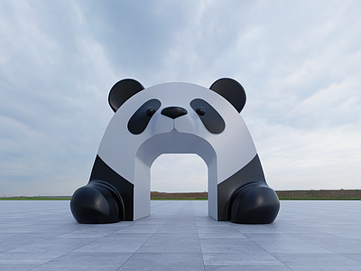 现代入口大门 公园入口大门 动物园入口大门 大熊猫大门 熊猫卡通构筑物 大熊猫景观大门