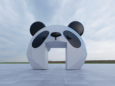 现代入口大门 公园入口大门 大熊猫景观大门 大熊猫大门 熊猫卡通构筑物 动物园入口大门