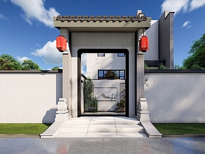 现代景墙 迎门景墙 新中式门楼 现代景墙 极简景墙