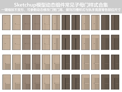 现代简约其他门 子母门 入户门 原木门 动态组件 一键缩放