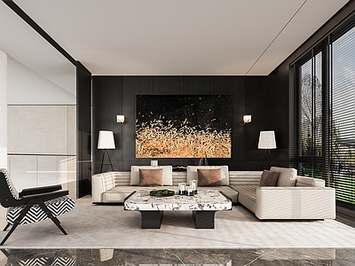 轻奢复古休息区 会客区 休息区 沙发组合