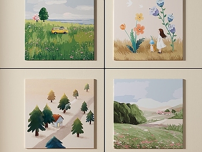 现代奶油挂画 女孩房挂画 客厅挂画 玄关挂画