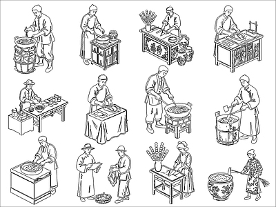 中式人物 场景人物图块 施工图