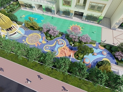 现代教育校园景观 现代幼儿园景观 现代儿童活动