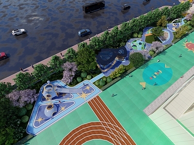 现代儿童游乐空间 现代儿童活动区 现代幼儿园景观