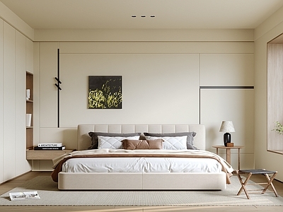 现代侘寂家居卧室 主卧 次卧 老人房 卧室飘窗