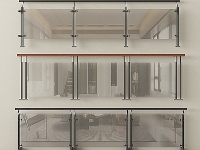 现代栏杆 玻璃栏杆 围栏 护栏