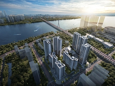 现代小区建筑 越秀 高层住宅 小区